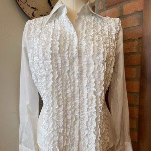 Naracamicie Italian Ruffled White Shirt